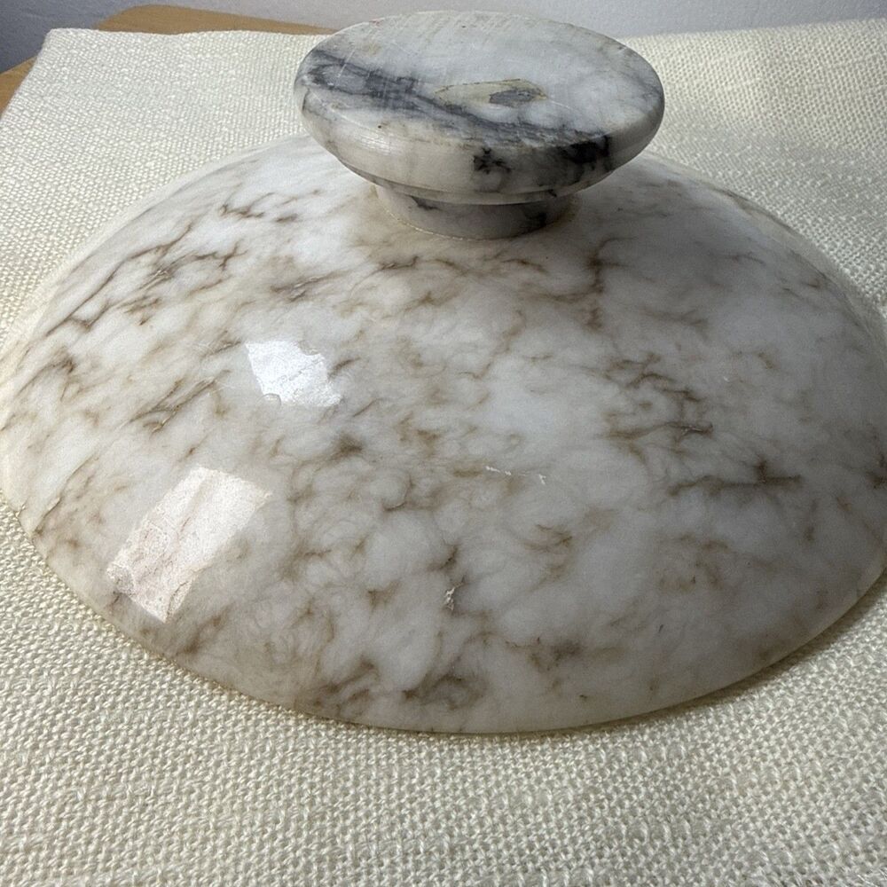 Vintage Italian Marble Pedestal Fruit Bowl Centerpiece 9.5”X 2.75” - Picture 5 of 11